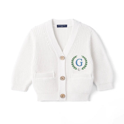Embroidered Initial Golf Baby Cardigan