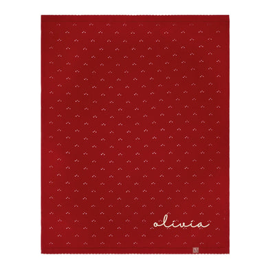Embroidered Name Pointelle Baby Knit Blanket