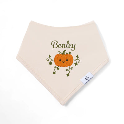 Embroidered Name Pumpkin Baby Bib