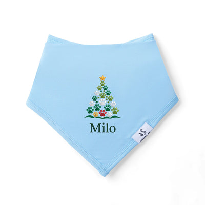 Embroidered Paw Print Christmas Tree Baby Bibs