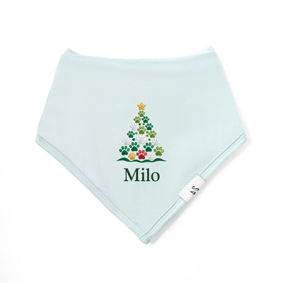 Embroidered Paw Print Christmas Tree Baby Bibs