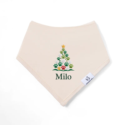 Embroidered Paw Print Christmas Tree Baby Bibs