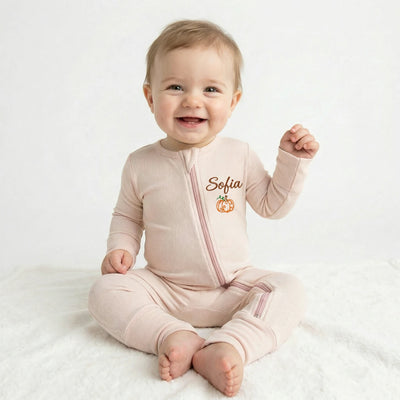 Embroidered Pumpkin Baby Footie Pajamas