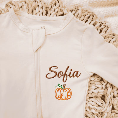 Embroidered Pumpkin Baby Footie Pajamas
