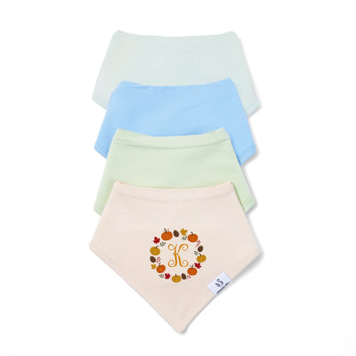 Embroidered Pumpkin Initial Baby Bib