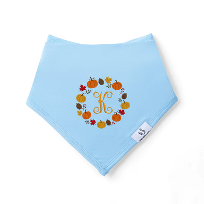 Embroidered Pumpkin Initial Baby Bib