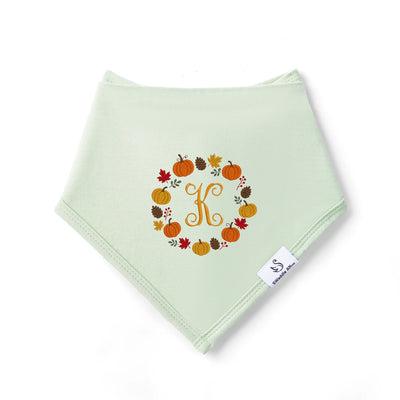 Embroidered Pumpkin Initial Baby Bib