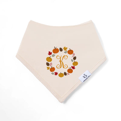 Embroidered Pumpkin Initial Baby Bib
