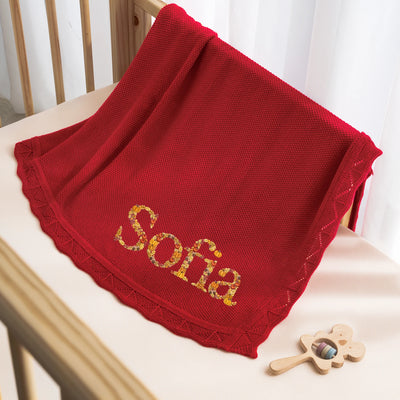 Embroidered Pumpkin Name Baby Blanket
