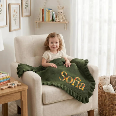 Embroidered Pumpkin Name Baby Blanket