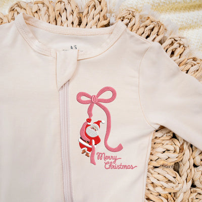 Embroidered Santa Christmas Baby Pajamas