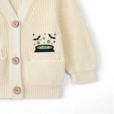 Embroidered Spooky Halloween Cauldron Baby Cardigan