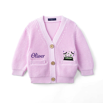 Embroidered Spooky Halloween Cauldron Baby Cardigan