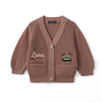 Embroidered Spooky Halloween Cauldron Baby Cardigan