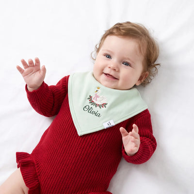 Embroidered Swan Holiday Baby Bibs