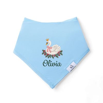 Embroidered Swan Holiday Baby Bibs