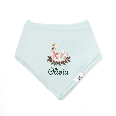 Embroidered Swan Holiday Baby Bibs