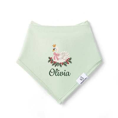 Embroidered Swan Holiday Baby Bibs