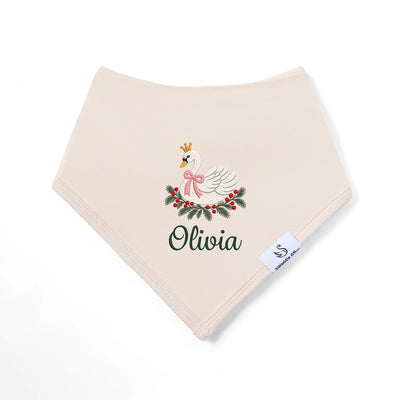Embroidered Swan Holiday Baby Bibs
