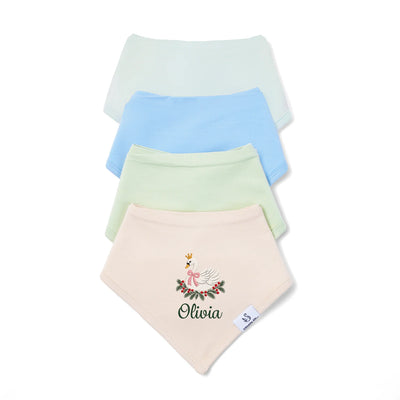 Embroidered Swan Holiday Baby Bibs