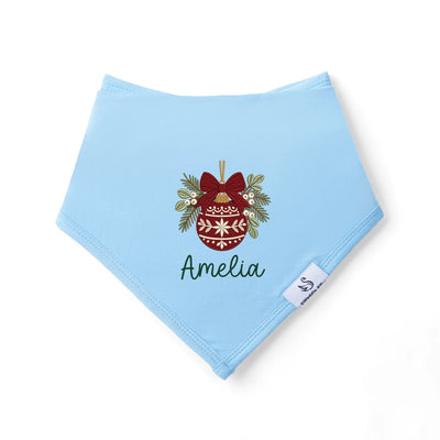 Embroidered Xmas Burgundy Ornament Baby Bibs