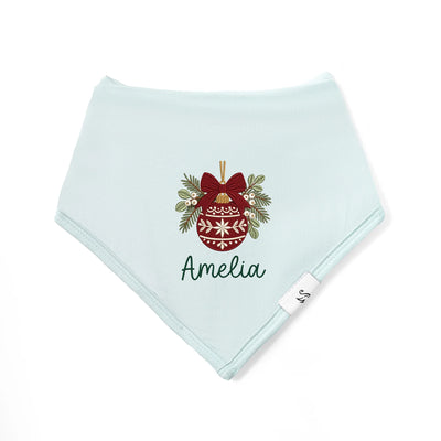 Embroidered Xmas Burgundy Ornament Baby Bibs