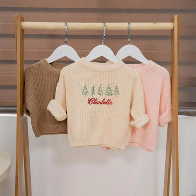 Personalized Christmas Tree Name Baby Sweater - SwaddleAn