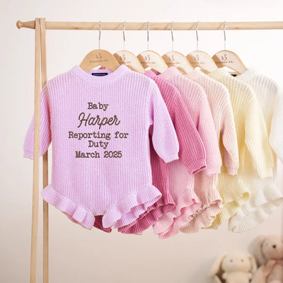 Custom Name 'Reporting for Duty' Baby Romper