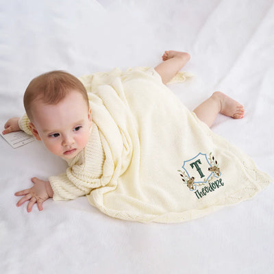 Embroidered Fishing Custom Name Knit Baby Blanket