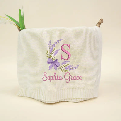 Embroidered Floral Baby Name Blanket - SwaddleAn