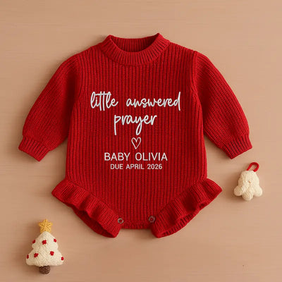 Embroidered Little Answered Prayer Baby Romper - SwaddleAn