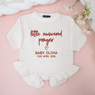 Embroidered Little Answered Prayer Baby Romper - SwaddleAn