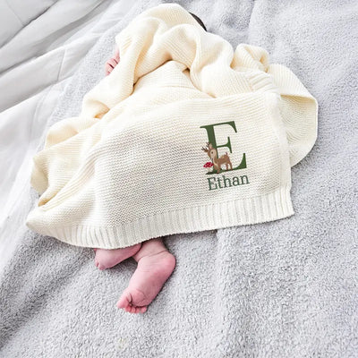 Embroidered Reindeer Baby Blanket - SwaddleAn