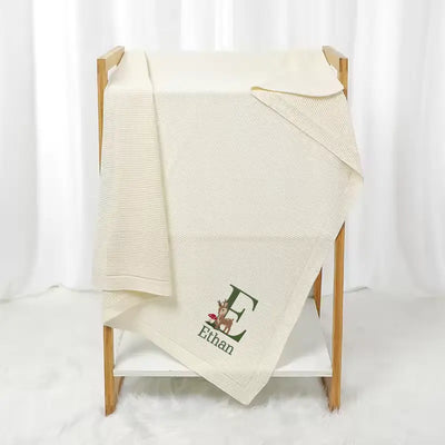 Embroidered Reindeer Baby Blanket - SwaddleAn
