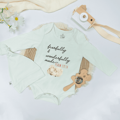 'Fearfully And Wonderfully Made' Sheep Baby Onesie - SwaddleAn