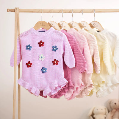 Floral Hand-Embroidered Patriotic Baby Romper
