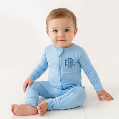 Embroidered Monogram Bamboo Convertible Footie Pajamas
