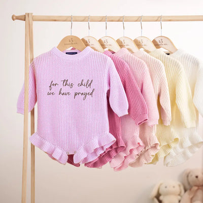 Embroidered Baby Romper 'For This Child We Have Prayed'