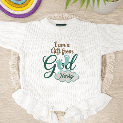 Gift from God Embroidery Custom Name Baby Romper - SwaddleAn