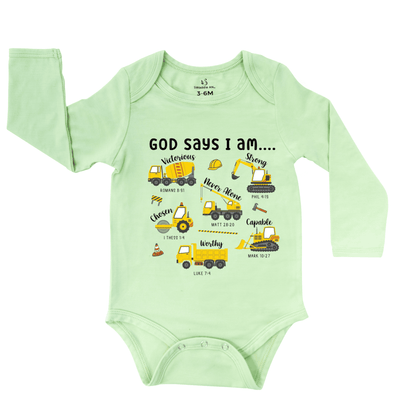 God Says I Am Boys Truck Baby Onesie - SwaddleAn