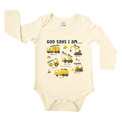 God Says I Am Boys Truck Baby Onesie - SwaddleAn