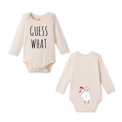 'Guess What' Chicken Butt Bamboo Baby Onesie