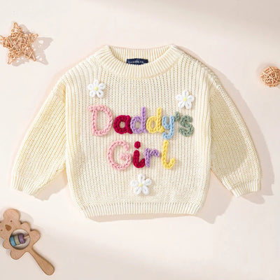 Hand-Embroidered Daddy's Girl Baby Sweater