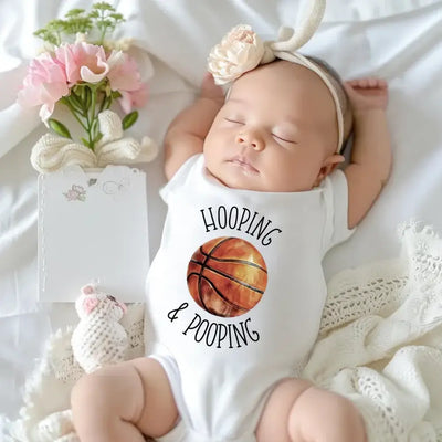 Bamboo 'Hooping & Pooping' Basketball Baby Bodysuit