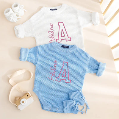 Initial Name Baby Embroidery Romper