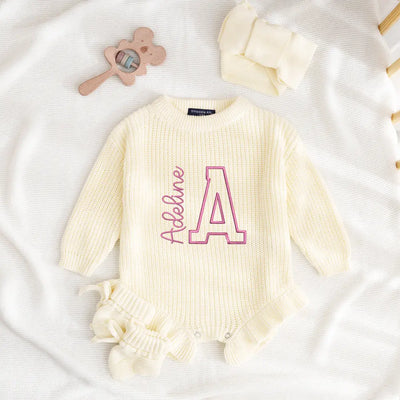 Initial Name Baby Embroidery Romper