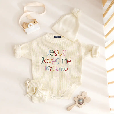 'Jesus Loves Me' Christian Baby Christmas Romper