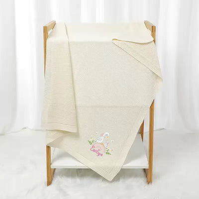 Lovely Swan Embroidery Baby Blanket - SwaddleAn