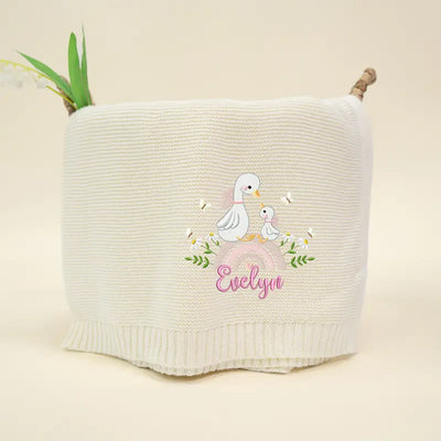 Lovely Swan Embroidery Baby Blanket - SwaddleAn