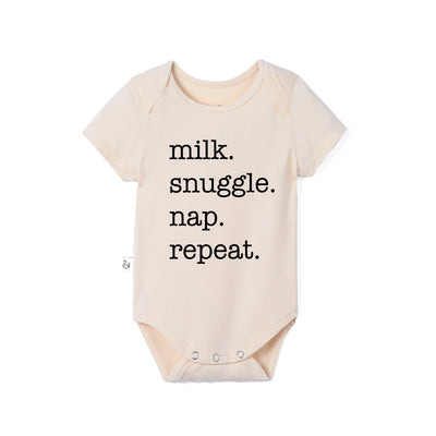 'Milk Snuggle Nap Repeat' Bamboo Baby Bodysuit